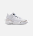 Air Jordan 3 Retro White And Silver Grade School Lifestyle Shoe - White/Metallic Silver Free Shipping